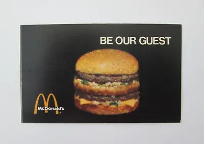McDONALD’S Vintage 70s BE OUR GUEST Big Mac Free Card Coupon RARE • $12