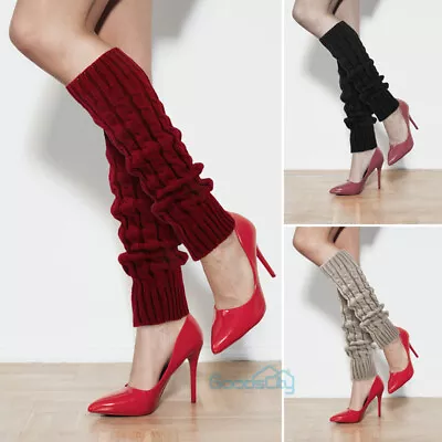 Women Leg Warmers Crochet Knit Ribbed Knee High Solid Winter Boot Wool Sock Long • $10.69