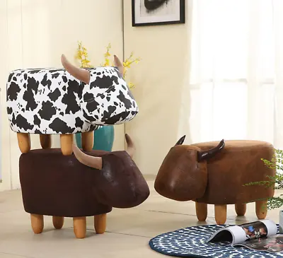 Kids Ottoman Foot Shoes Stool Cow Chair Dairy Cattle Rest Leather Seat AU Stock • $89.90