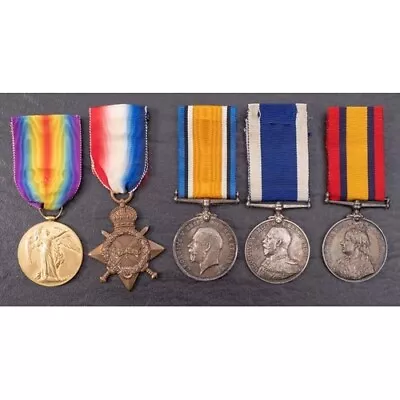 Queens South Africa & Long Service Good Conduct WW1 Set Of Medals. Royal Navy • £495