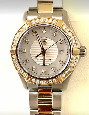 Tag Heuer Aquaracer Gold & Steel Ladies Diamond Bezel & Face Watch • £1990