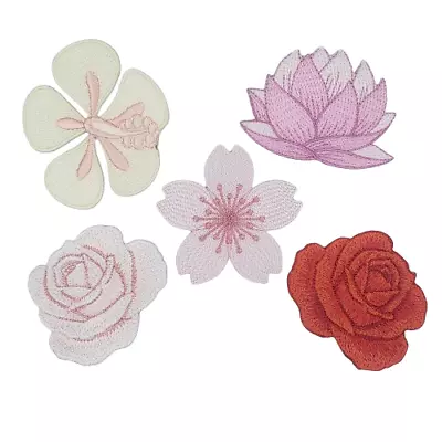 Rose Primrose Lotus Hibiscus Flower Embroidered Iron On Sew On Patch Badge • £2.75