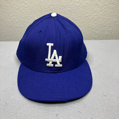 Vintage LA Dodgers Hat Mens Fitted 7 3/8 Blue New Era MLB Baseball Cap Made USA • $29.97