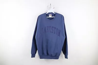 Vintage 90s Streetwear Mens Medium Distressed Clarkston Michigan Sweatshirt Blue • $39.95