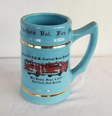 1977 Fairfield NJ Fire Dept Fire Company Mug Stein Ceramic Blue • $19.95