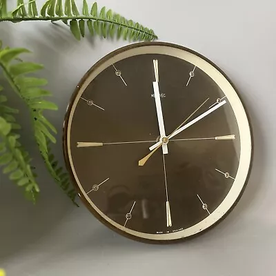 Bronze  Round Vintage 1960s Metamec Wall Clock Retro Battery Operated - Working • £45