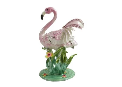 $22.95 • Buy Bejeweled   Flamingo Pink   Hinged Metal Enameled Rhinestone Trinket Box
