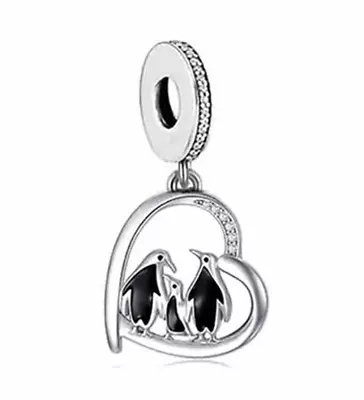 CLOSING DOWN SALE Brand New Sterling Silver Penguins Family Trio Dangle Charm • £14.99
