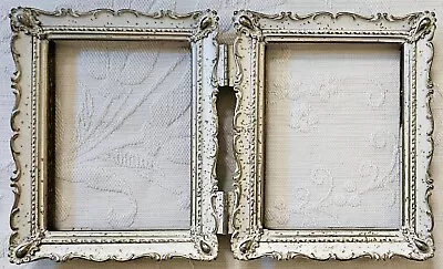 Double Vintage Metal Frame 5  X 9  Out To Out Together GLASS Included 3.5x4.5  • $12