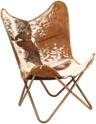 Leather Butterfly Chair With Original Hide Bkf Cowhide Full Chair With Gold Leg • £137.94