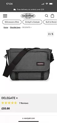 Eastpak Delegate + Messenger Bag (fits 17” Laptop). Black Denim. BNWT. RRP £55 • £35