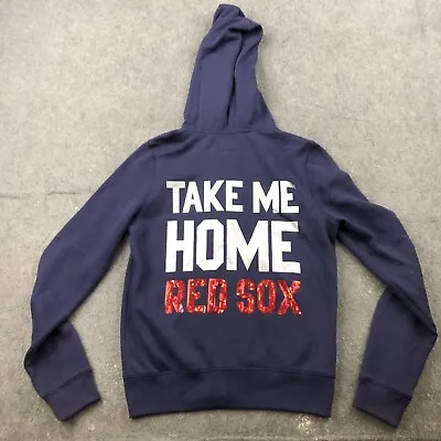 Boston Red Sox Hoodie Womens Large Blue Spell Out Logo Baseball Full Zip Jacket* • $19.71