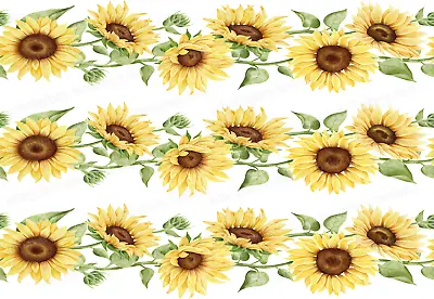 Sunflower  Flower Cake Topper Border Strip Wrap Party Decoration Edible Birthday • £6.49