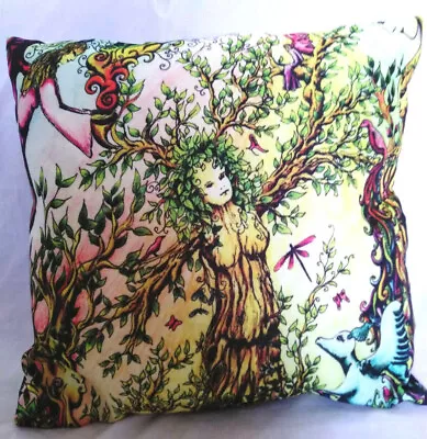 Goddess Tree Lady Colourful Cushion Cover Hippy Home Decor Scatter Pagan Wicca • £6.45