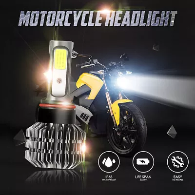 3 Side Universal LED Motorcycle Headlight Bulb Hi/Lo Beam 6500K H4/BA20D/H6/HS1 • $16.99