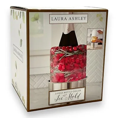 NIB Laura Ashley 3-Piece Bottle Chiller Ice Mold Wine Champagne Centerpiece • £38.60