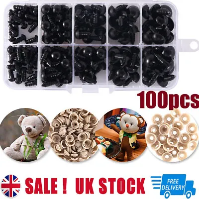 100*Safety Eyes For Crochet Toys Doll Eyes And Noses Craft Teddy Bear Eyes UK • £4.79