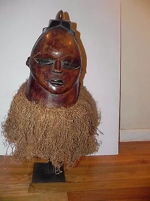 Arts Of Africa - Mende Helmet Mask With Raffia - Liberia • $399