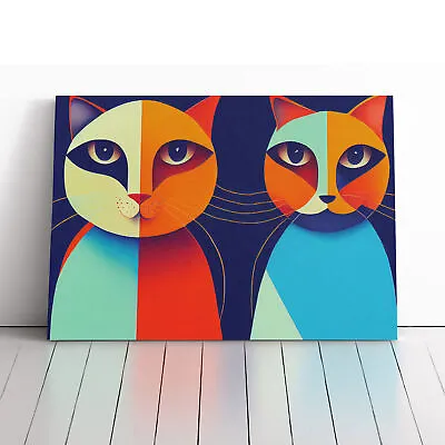 Two Abstract Cats Vol.3 Canvas Wall Art Print Framed Picture Decor Living Room • $31.05