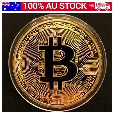 10x Bitcoin Coin BTC Gold Plated Physical Metal Case Cryptocurrency Collectable • $17.98