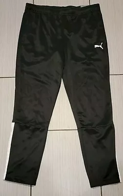 PUMA Mens M Black Soccer Training Pants Drycell Wicking Regular Fit NEW Medium • $24.95