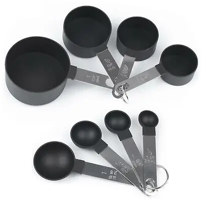 8pcs Measuring Cups And Spoons Set With Stainless Steel Handles Baking Kitchen • £8.99