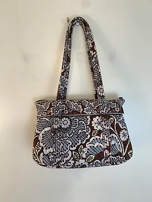 Vera Bradley Slate Blooms Purse Shoulder Hand Bag Zip Closure Brown Gray White • $12.99