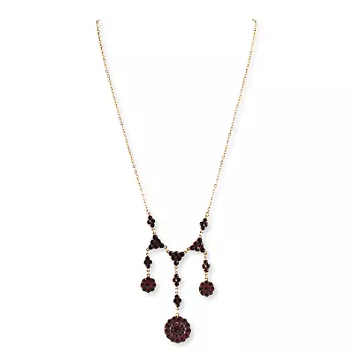 Antique Gold Filled Garnet Colored Red Glass Necklace Necklace 17  • $139.50