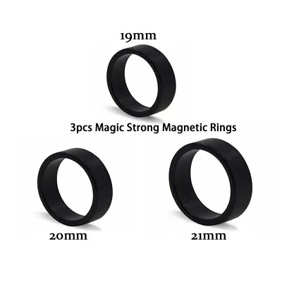 3PCS Black PK Tricks Props Strong Magnetic Magic Rings -19mm/20mm/21mm • £9.99