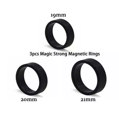 Set Of 3PCS Black PK Tricks Props Strong Magnetic Magic Rings -19mm/20mm/21mm • $12.43