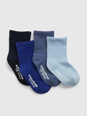 NEW GAP Toddler Boys Blue Cotton Crew Socks (4-Pack) Size 4-5 YRS • £12.06