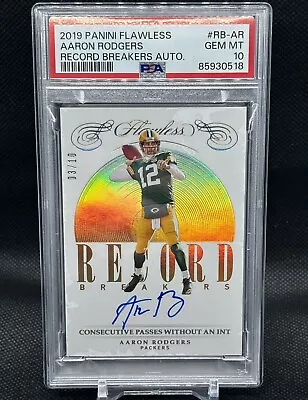 2019 Panini Flawless Aaron Rodgers Record Breakers Auto /10 💎 Psa 10 Gem Mint • $2999.99