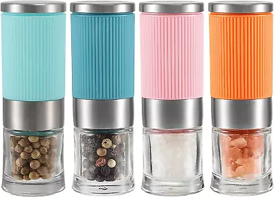 4Pcs Colorful Mini Salt And Pepper Grinder Adjustable Travel Set Pepper Mills R • £13.32