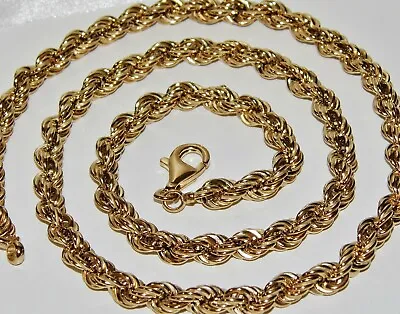 9CT GOLD & SILVER CHUNKY SOLID ROPE CHAIN 26 Inch - Men's Or Ladies - 38.8 Grams • £139.95