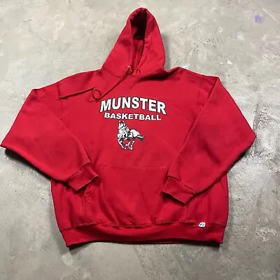 Y2K VTG RUSSELL ATHLETIC Hoodie XL Sweatshirt 90s Munster Mustangs High School • $19.99