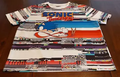 Vintage Sega Sonic The Hedgehog Allover Print Raised Letter T-Shirt Men Size 3XL • $224.99