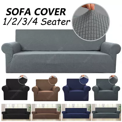 1/2/3/4 Seater Slipcover Solid Sofa Covers Stretch Couch Furniture Protector • $4.90