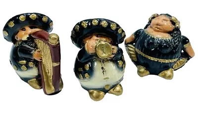 VTG Mexican Mariachi Band Figures Fat Chunky Harp Horn Musicians Mexico Folk Art • $17.99