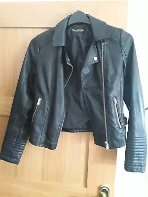 Miss Selfridge Faux Leather Jacket Size 8 Used FREE SIGNED  FOR POSTAGE • £14.99