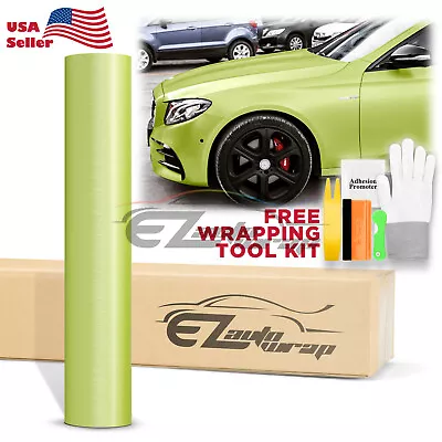 Brushed Aluminum Lime Green Auto Steel Vinyl Wrap Sticker Decal Film Sheet DIY • $8.88