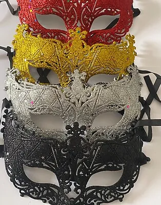 Masquerade Venetian Glitter Eye Face Mask Fancy Dress Halloween Party • £4.89