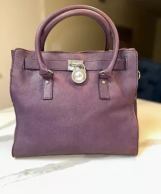 Michael Kors Women's Hamilton Saffiano Leather Satchel Tote Lavender Purple ￼ • £120.64