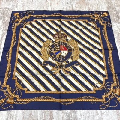 £160 • Buy Ralph Lauren Silk Crest Scarf Rare Polo Collector's Piece