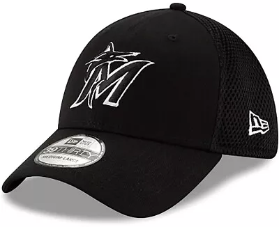 NEW ERA 39Thirty MLB Miami Marlins Black Men’s Sz Medium/Large Flex Fit Hat Cap • $24.50