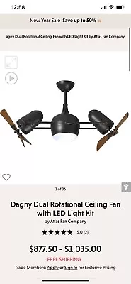 Matthews Fan Company DGLK-TB-WD Atlas Dagny-LK Indoor Ceiling Fan • $650