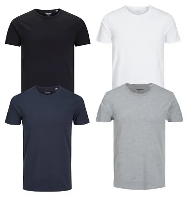 Jack & Jones T Shirt Crew Neck Short Sleeve  Slim Fit Black Blue Grey White • £14.99