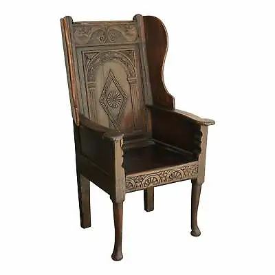 18th-Century Georgian Oak Wainscot Manor Chair • $3995