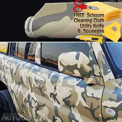 Army Camo Camouflage Desert Vinyl Film Wrap Sticker Bubble Free Air Release • $8.38