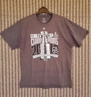 LA KINGS T-Shirt Men's XL 2012 NHL Hockey Stanley Cup Champions Gray See Pics • $11.99