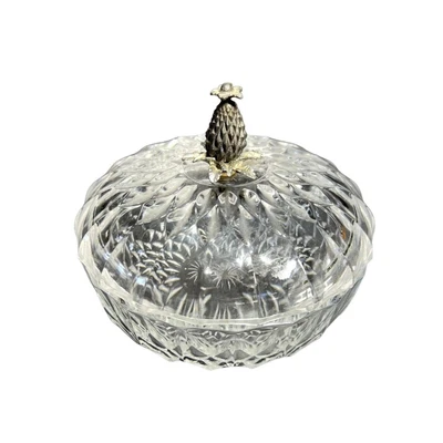 $300 • Buy Rare Antique Val St Lambert Crystal Candy Dish Trinket Bowl W/ Pineapple Topper